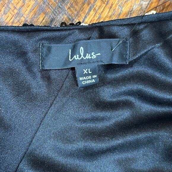 Lulu's One Shoulder Black and Silver Sequence Mini Dress Size XL NWT - Picture 5 of 7